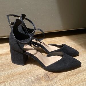 Aldo Black Block Heel Pumps with Ankle Strap